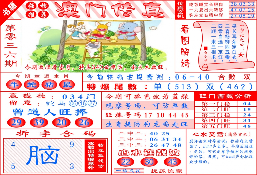 036期澳门传真玄机[图]