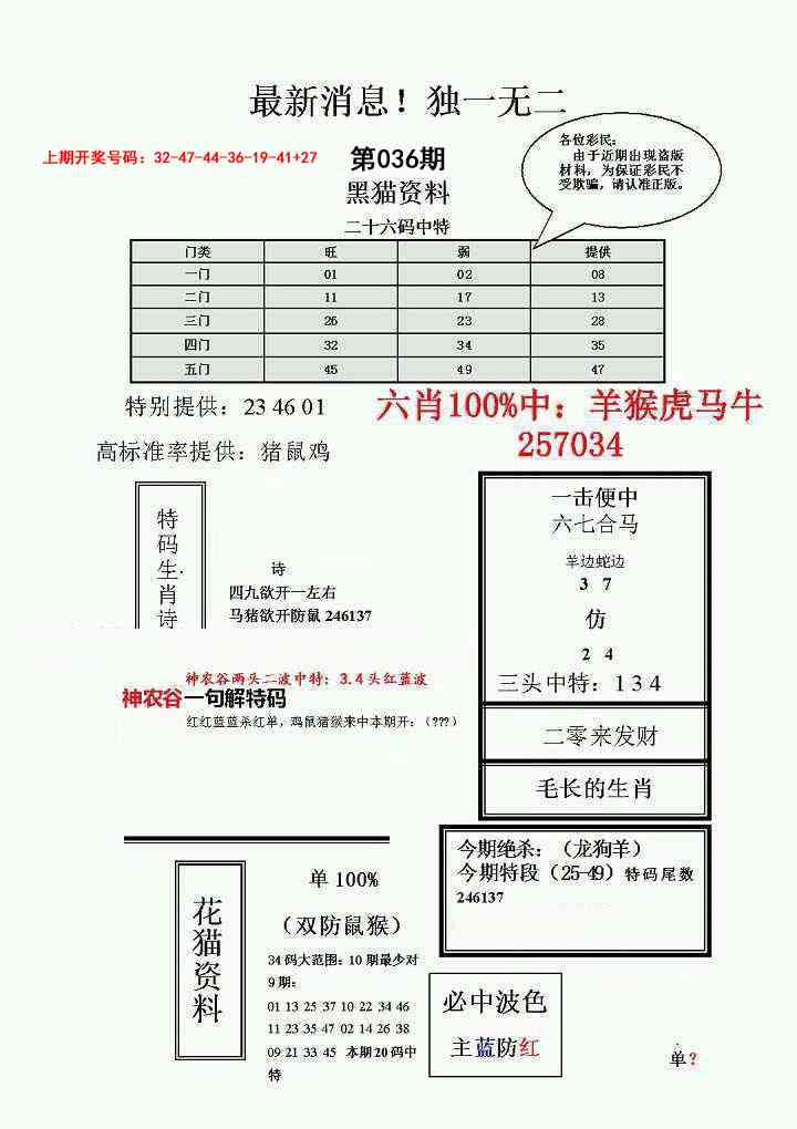 036期独一无二(正)[图]